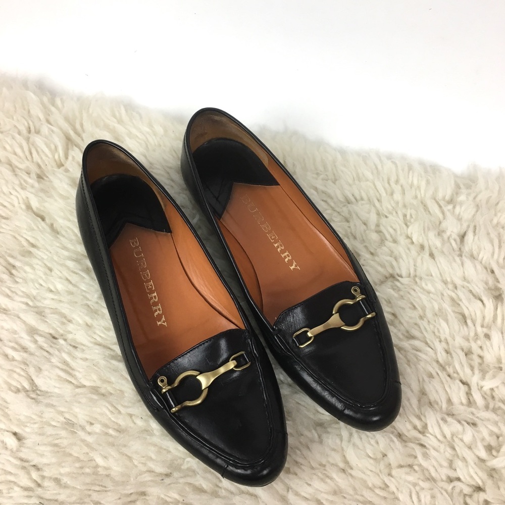 Burberry pointed toe loafer flats brass buckle - Picture 1 of 8